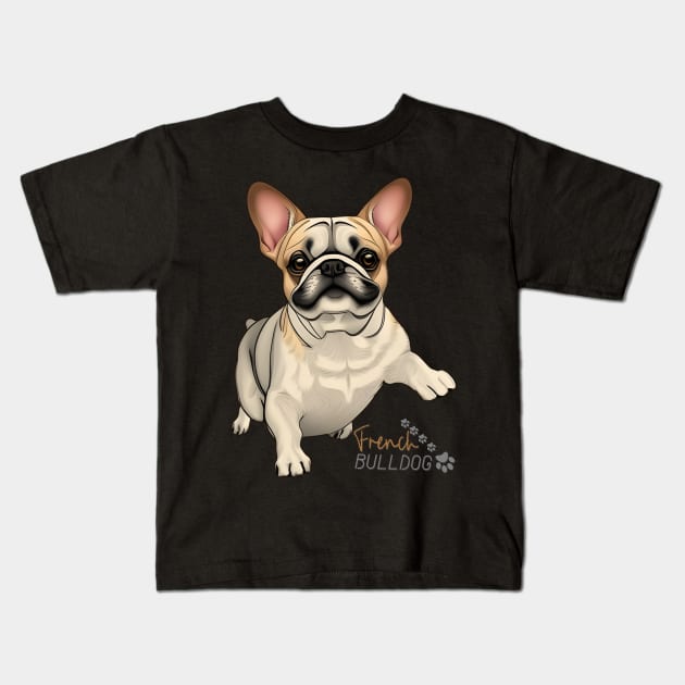 The most popular breed - the USA is the French Bulldog. Spotted. Jumping. Kids T-Shirt by Alchemia Colorum